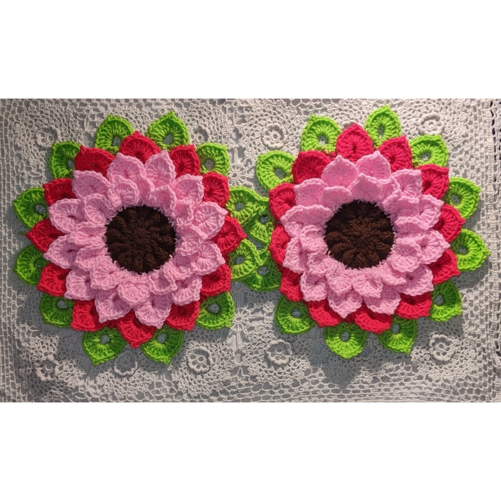 Rose Sunflower Crochet Handcrafted